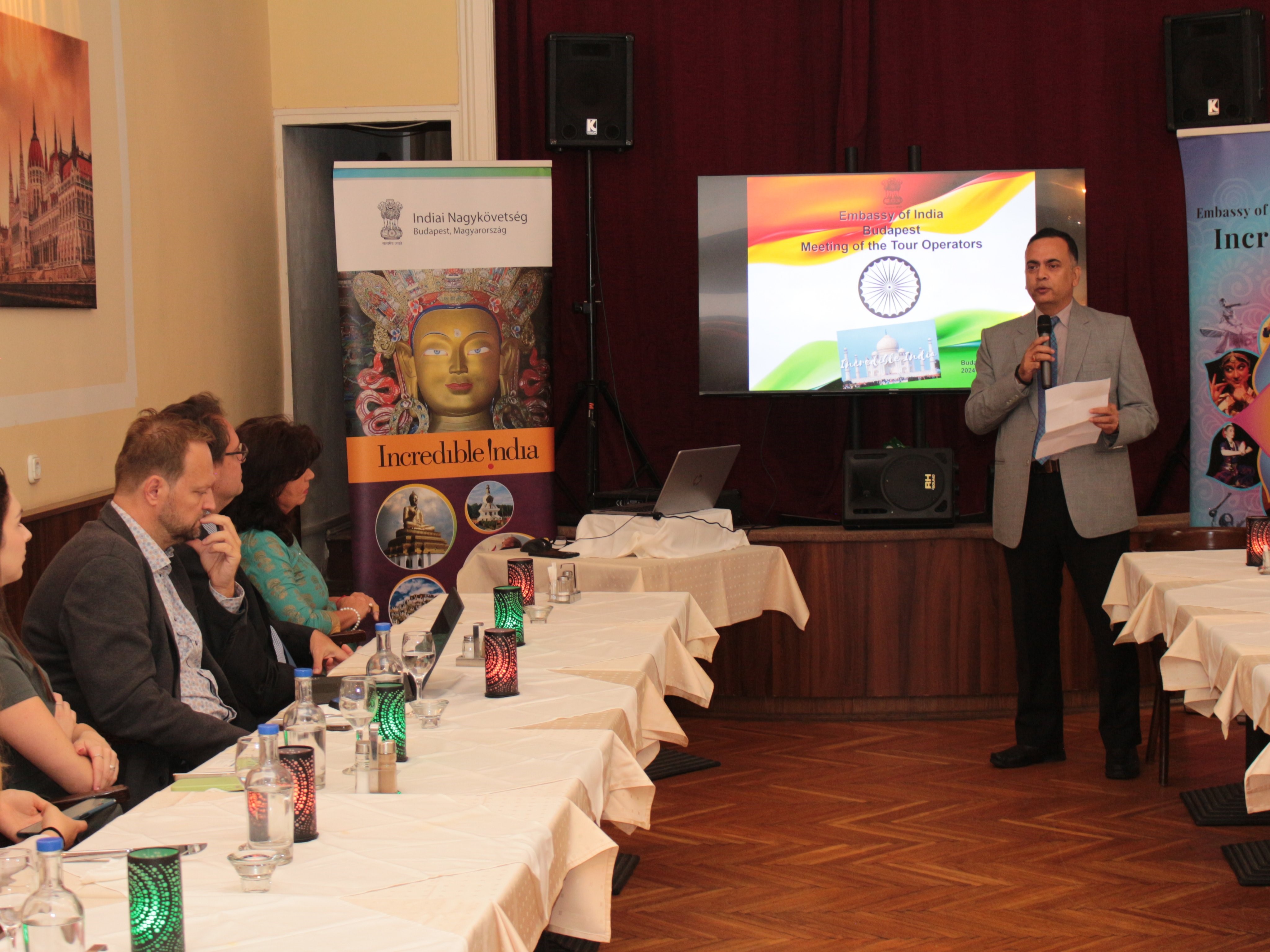 Embassy organized an India Tourism Promotion event on 18.09.2024 to promote Indian tourism in Hungary. Reps from Hungexpo, Emirates and Indigo airlines, local media and tour operators participated in the event and shared their valuable thoughts.